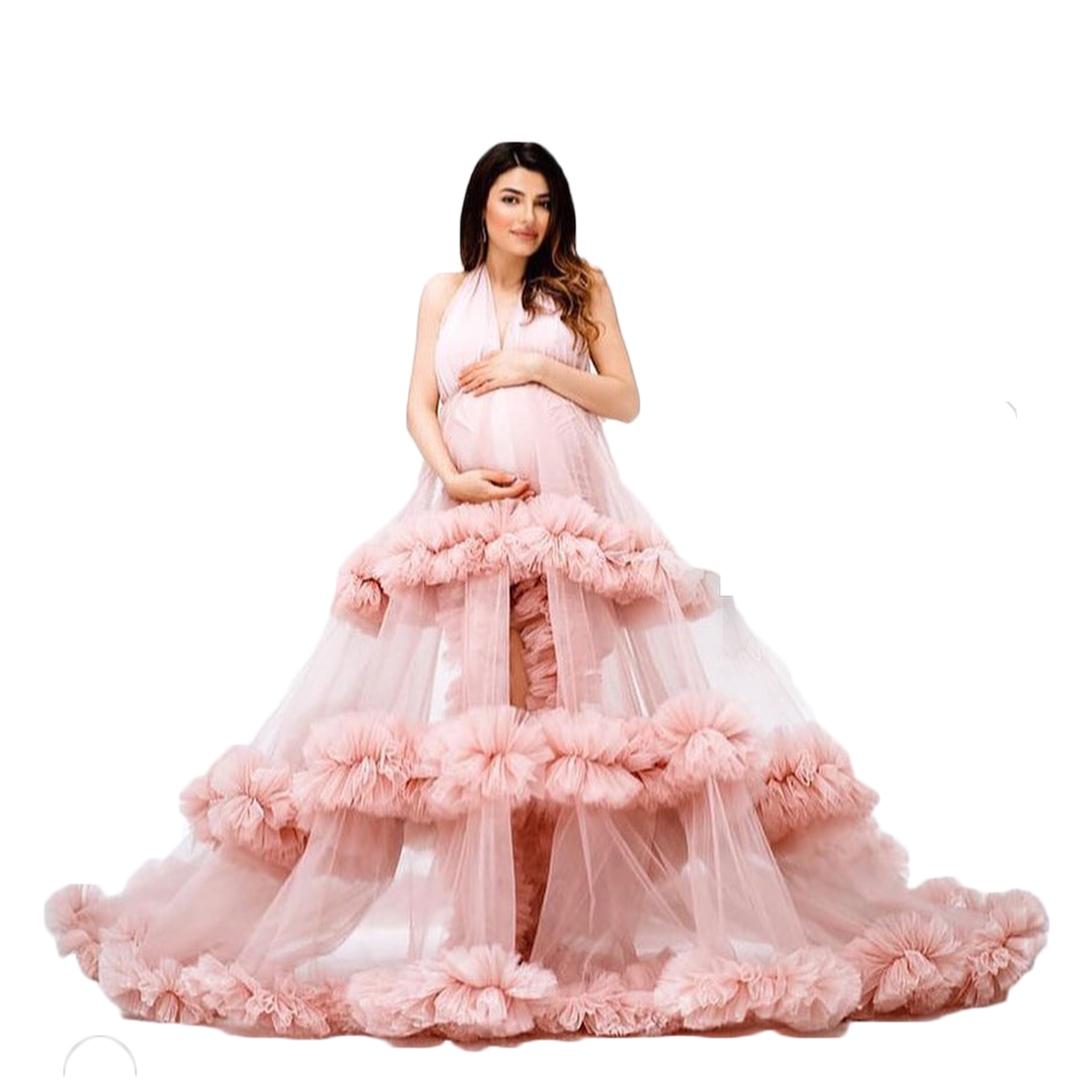 women tulle kimono long robes ruffle night robe photography bridal party sleepwear nightgown robes for women