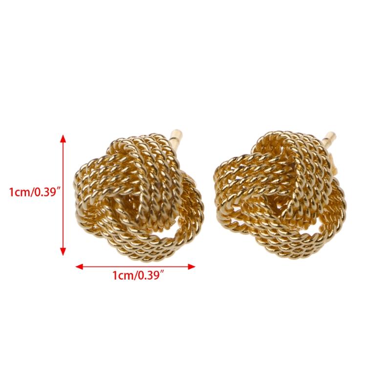 Stud Classic Silvery Golden Twisted Love Knot Ball Earrings For Women Jewelry