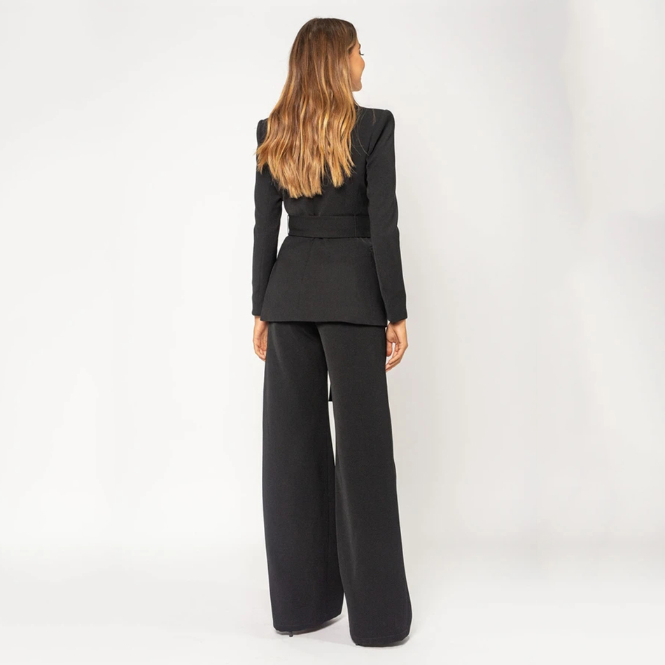 Ladies Work Pants Suit Ol 2-Piece Business Interview Uniform Smil Jacket And Wide Leg Office Sexy 210525