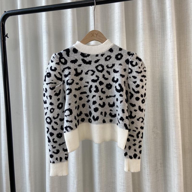 Women's Sweaters Puff Sleeve Leopard Womens Autumn Causal O-neck Pullover Knitwear Fashion High Waist Knitted Jumper 6V029, White
Women's Sweaters Puff Sleeve Leopard Womens Autumn Causal O-neck Pullover Knitwear Fashion High Waist Knitted Jumper 6V029, White