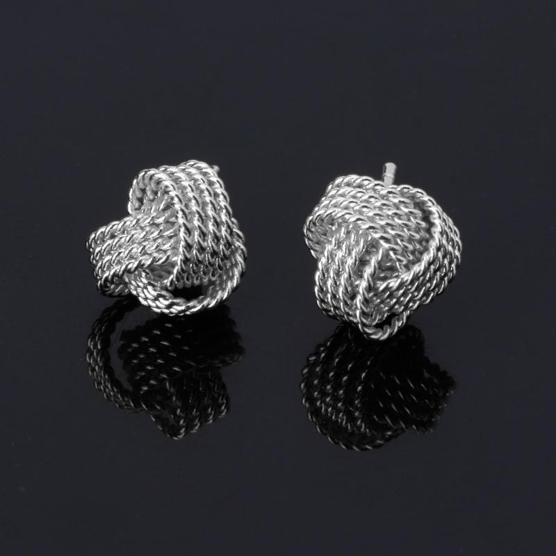 Stud Classic Silvery Golden Twisted Love Knot Ball Earrings For Women Jewelry