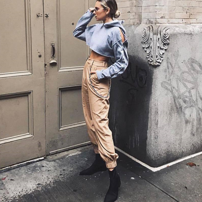 2021 Elastic High Waist Chain Cargo Pants Solid Khaki Casual Loose Ankle-length Trousers Autumn New Fashion Streetwear Plus Size Enen, Black
2021 Elastic High Waist Chain Cargo Pants Solid Khaki Casual Loose Ankle-length Trousers Autumn New Fashion Streetwear Plus Size Enen, Black