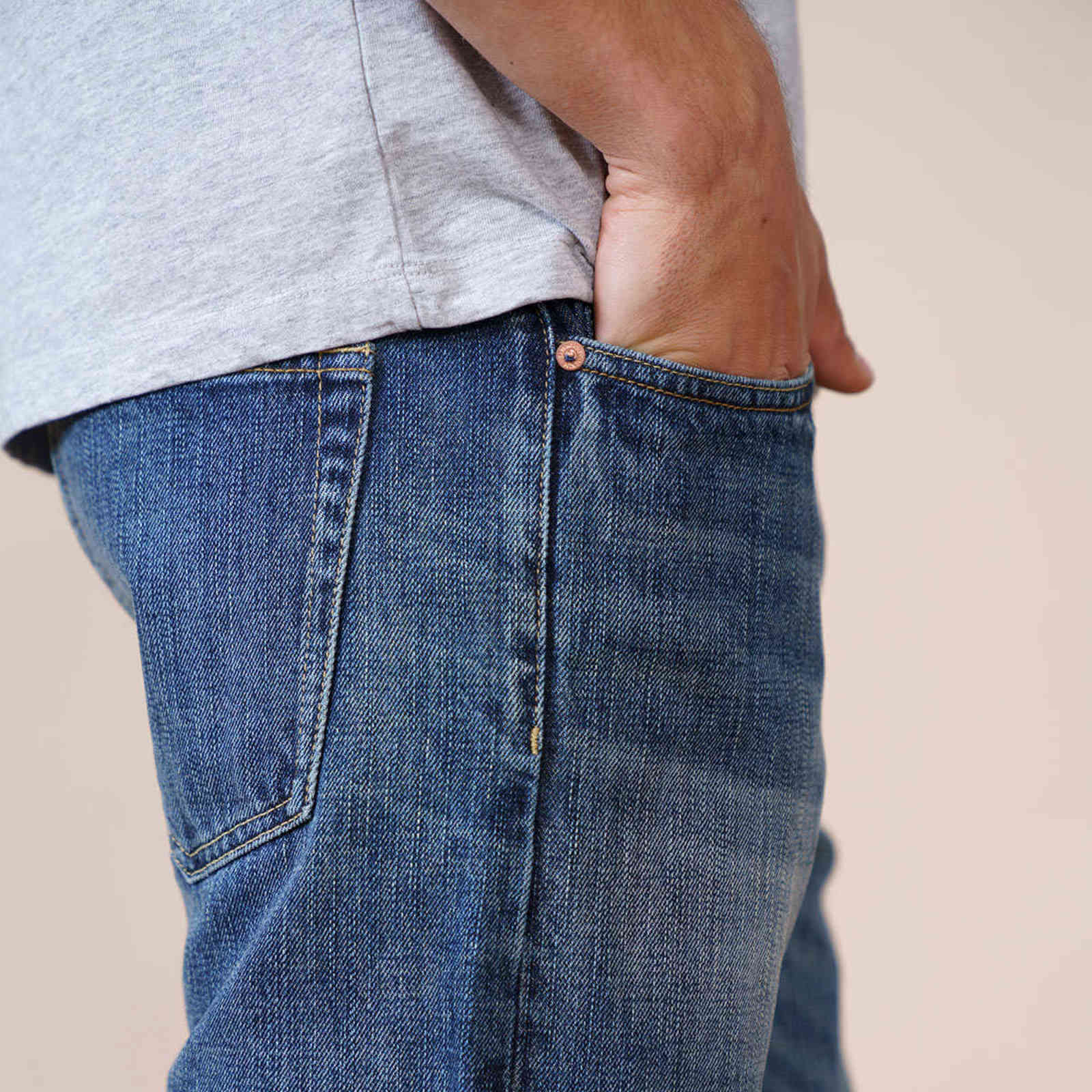 Autumn Winter Regular Slim Fit Jeans Men Retro Style 100% Cotton Denim Trousers Vintage Jean 211111