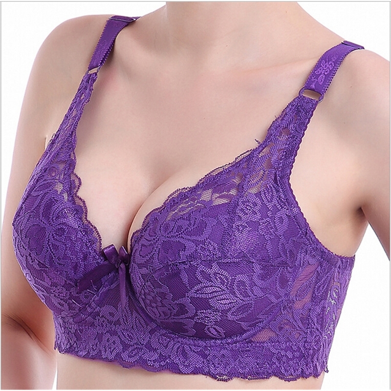 Hot Full cup thin underwear small bra plus size wireless adjustable lace Women's bra breast cover B C D cup Large size Lace Bras T200609