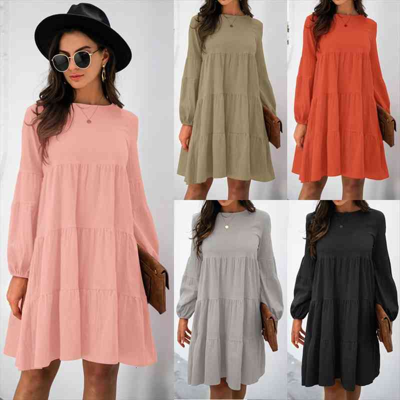 cotton autumn dress women solid stitching large swing o-neck long sleeve casual loose midi dress womens clothing vestidos, Black;gray
cotton autumn dress women solid stitching large swing o-neck long sleeve casual loose midi dress womens clothing vestidos, Black;gray