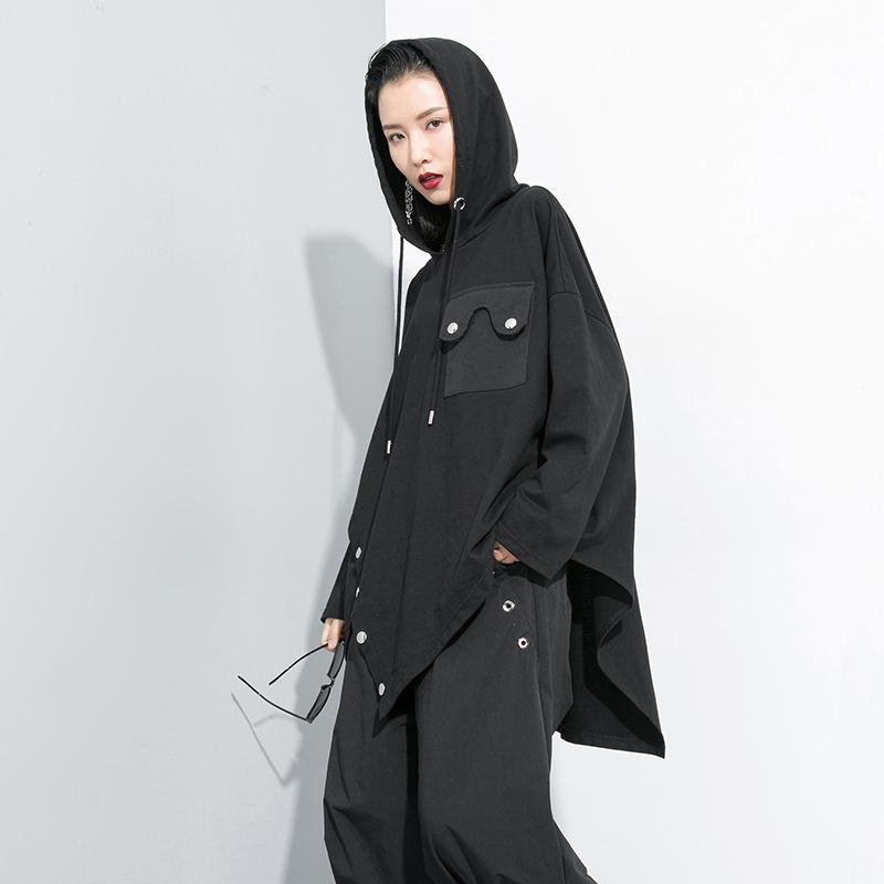 Women's Hoodies & Sweatshirts Loose Fit Black Asymmetrical Rivet Sweatshirt Hooded Long Sleeve Women Big Size Fashion Spring Autumn 2021
Women's Hoodies & Sweatshirts Loose Fit Black Asymmetrical Rivet Sweatshirt Hooded Long Sleeve Women Big Size Fashion Spring Autumn 2021