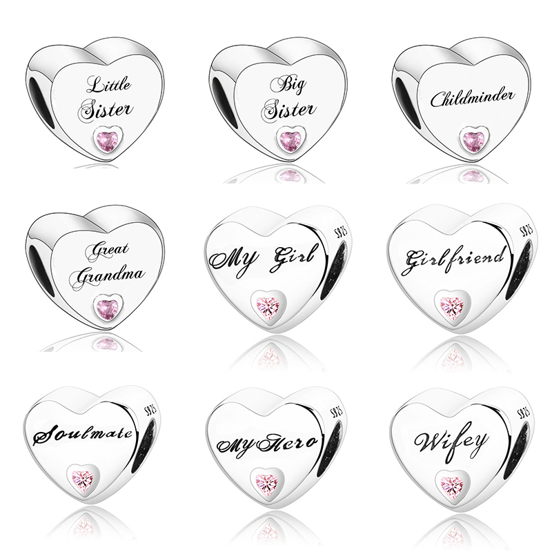 Fit Original Charm Bracelet 925 Silver Girlfriend My Hero Soulmate Little Sister Pink Zircon Heart Bead Making Berloque 2021
Fit Original Charm Bracelet 925 Silver Girlfriend My Hero Soulmate Little Sister Pink Zircon Heart Bead Making Berloque 2021