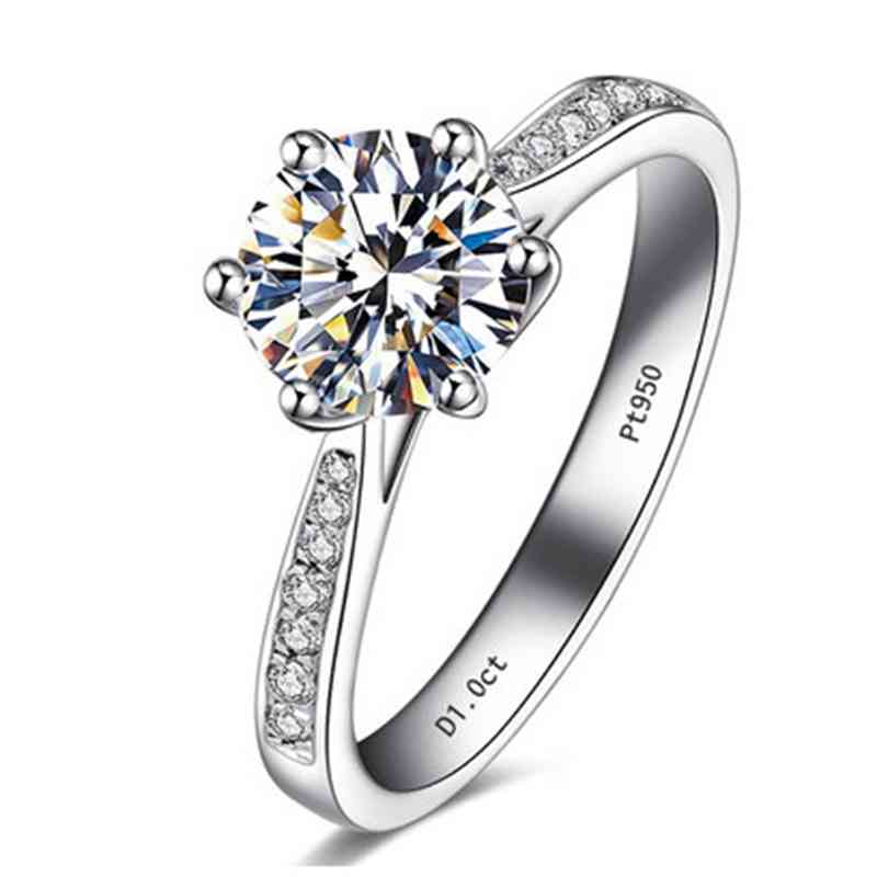 Gold Platinum Ring d Color Mossan Stone Princess Square Women's Diamond Sterling Silver Wedding Simple