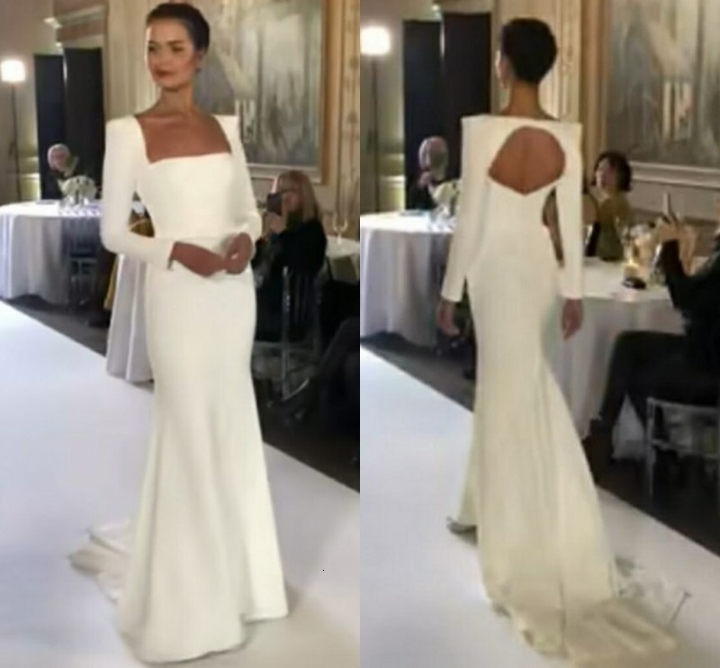New Elegant Satin Long White Mermaid Evening Es 2021 with Sleeves Sweep Train Open Back Brautkleider Bridal Gown Aiva, Black
New Elegant Satin Long White Mermaid Evening Es 2021 with Sleeves Sweep Train Open Back Brautkleider Bridal Gown Aiva, Black
