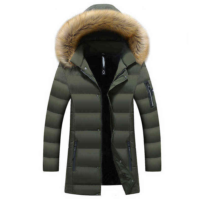 Men's Winter Jacket Parka Warm Fleece Hoodies Long Wearable Windproof Zipper Parkas Coats Fashion Casual Plus Size Men 211214Z