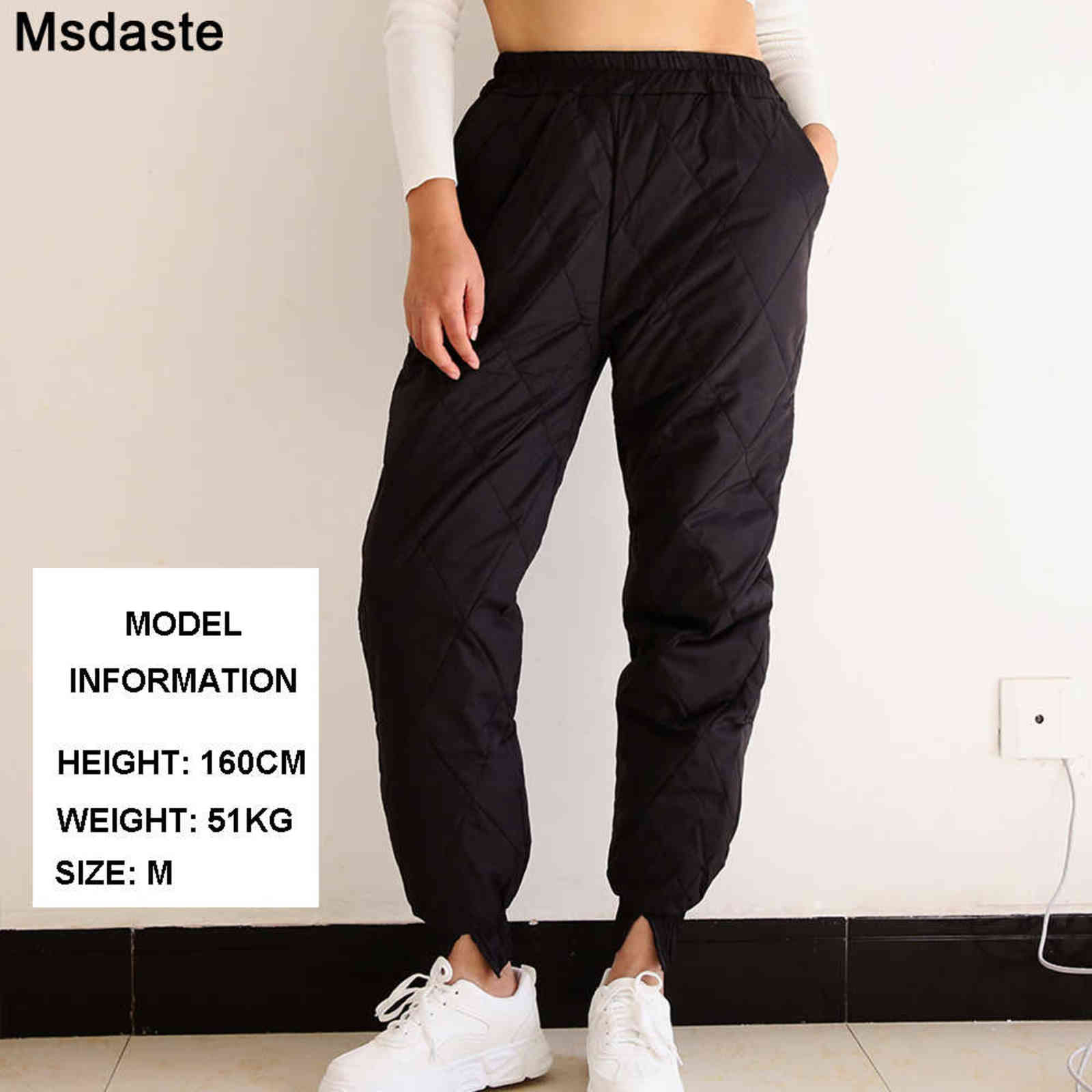 Winter Down Pants Women Warm Soft Thick Female High Waist Plus Size Casual Pant Windproof Outdoor Sportswear Ladies Trousers 211115