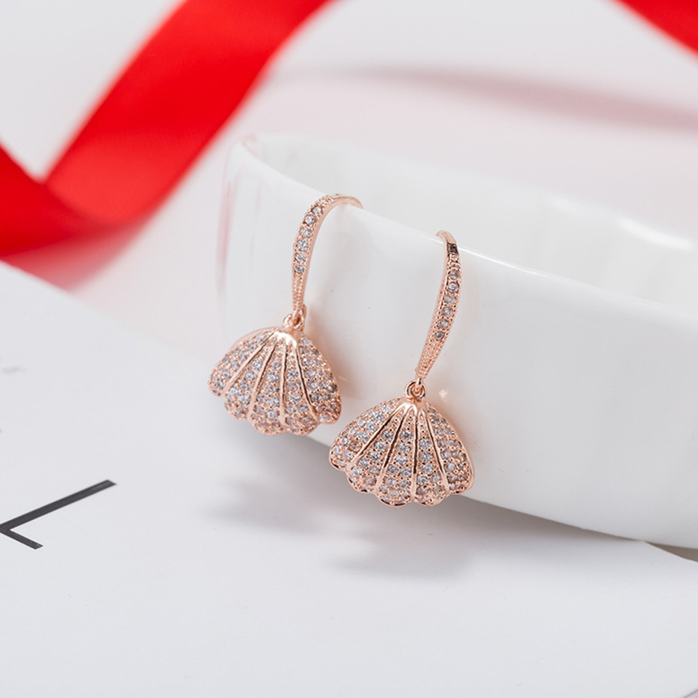 Fan Shell Pearl Dangle Earring 18K Real Gold Plated Prevent Allergy Earrings for Women Gril Gift Freshwater Natural Pearls