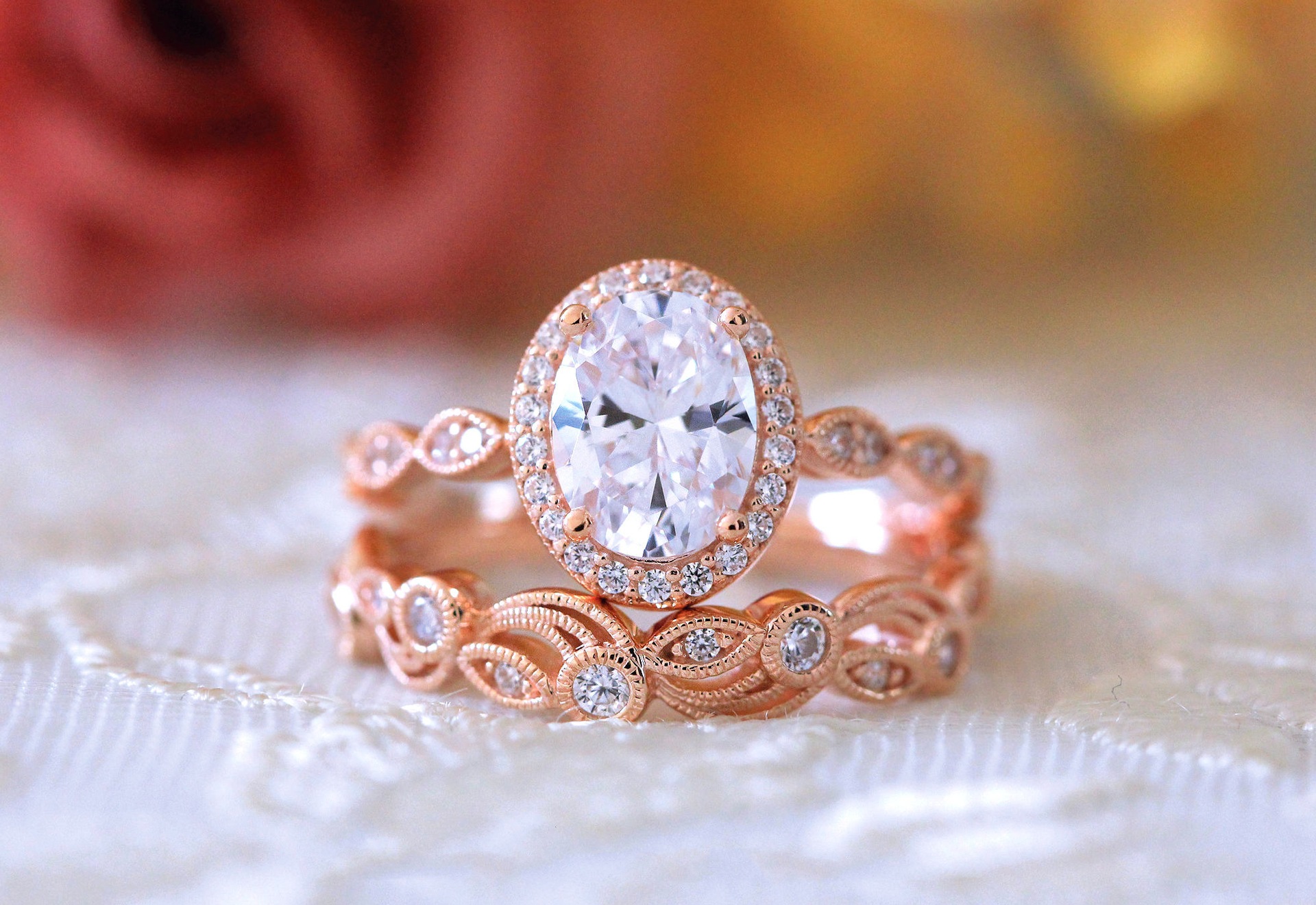 Size 5-10 Luxury Jewelry Wedding Rings 925 Sterling Silver Oval Cut White Topaz Rose Gold CZ Diamond Handmade Eternity Party Women Bridal Ring Set For