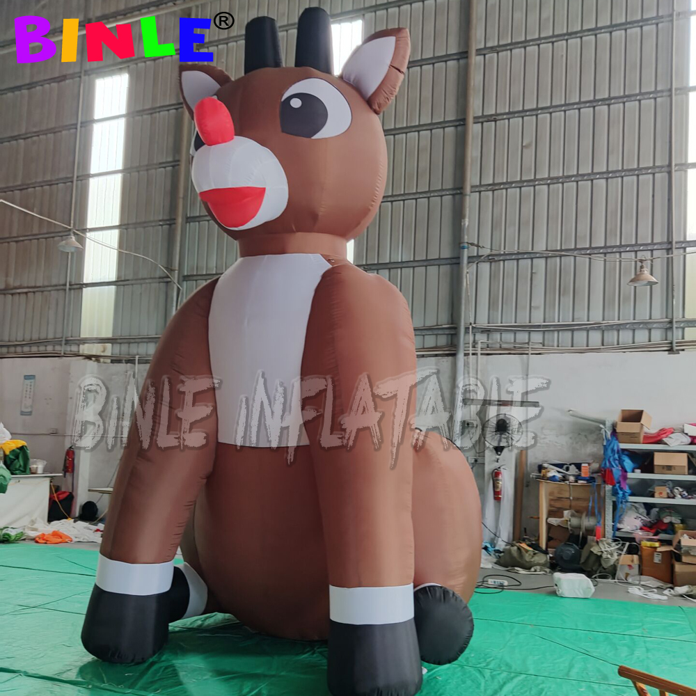 Giant Animated Lovely Inflatable Christmas Rudolph,giant brown Reindeer ornament for farm house yard decoration