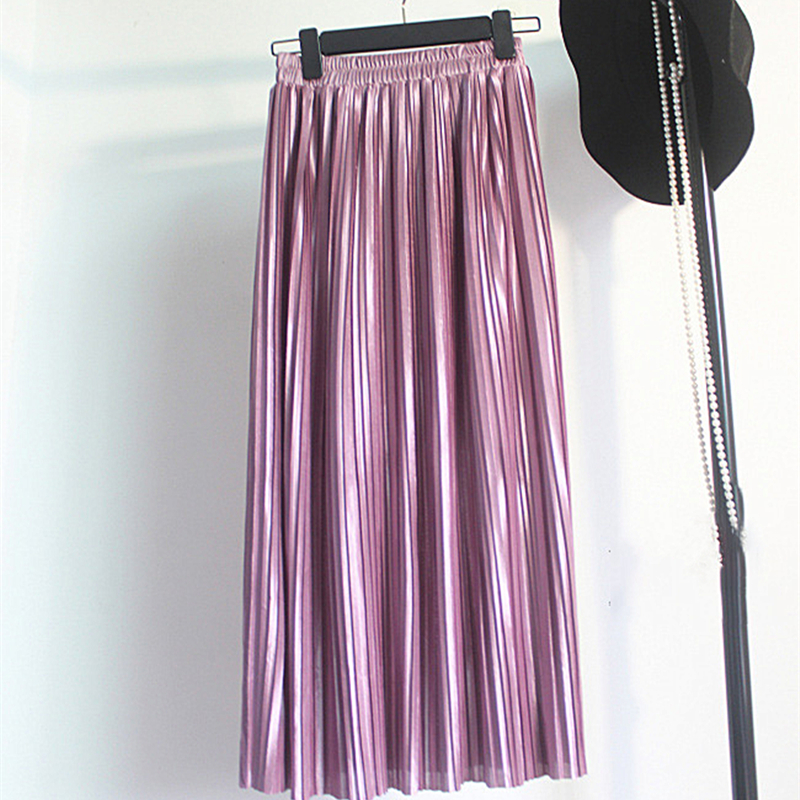 REALEFT Elegant Solid Pleated Womens Long Skirts Spring Summer Street High Waist Harajuku Umbrella Maxi Skirts Womens 210306