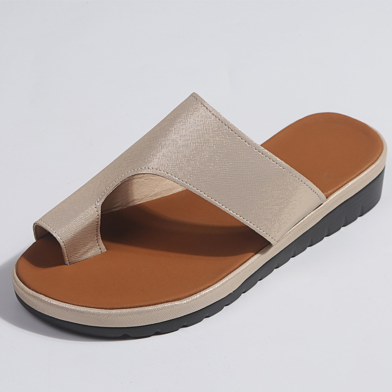 Comfy Thick Platform Women Leather Shoes terlik Flat Sole Ladies Casual Soft Foot Correction Sandal Orthopedic Bunion Corrector J2023
