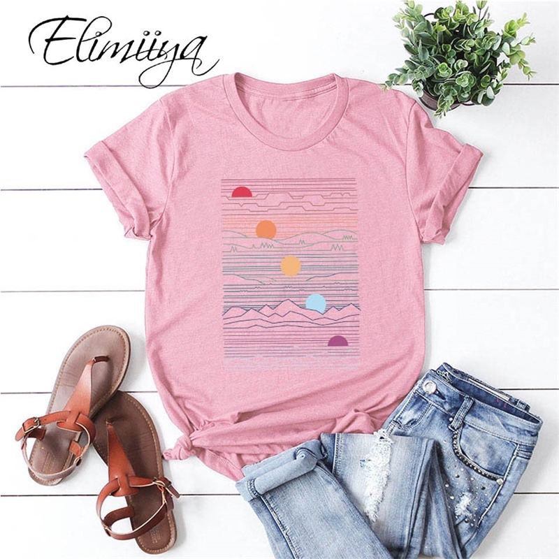 Elimiiya Abstract T shirt Women Oversized Print T-shirt Short Sleeve O-Neck Womens clothing Ladies Tops Tees 2021 Summer Top 210302