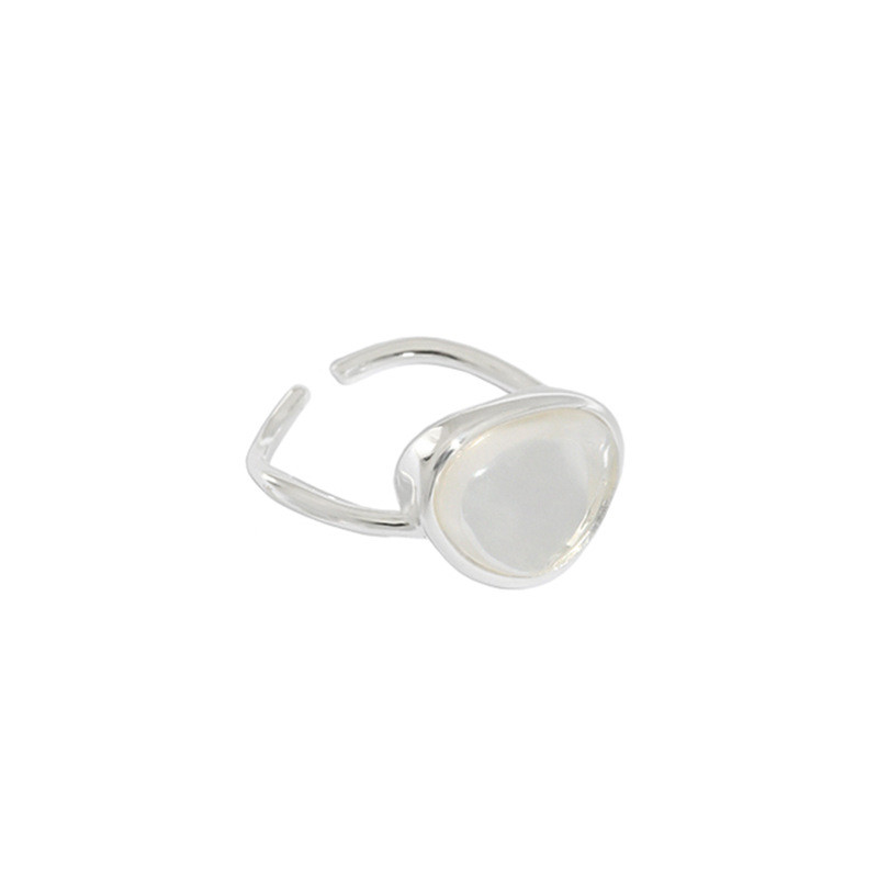 100% 925 Sterling Silver Moon Stone Crystal Rings For Women New Irregular Adjustable Statement Ring Birthday Gifts