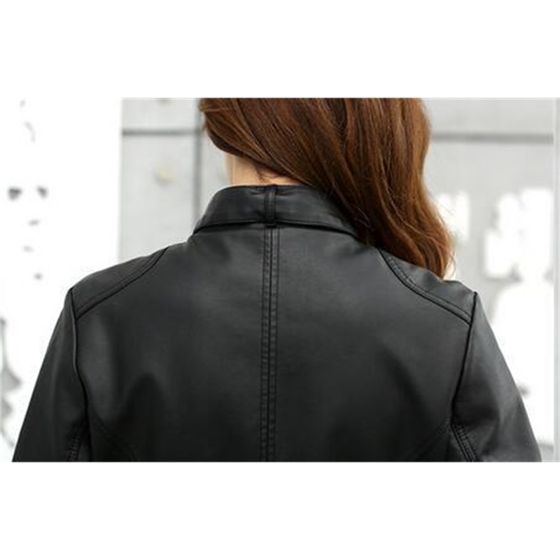 Fashion New Womens Jacket European Fashion Leather Jacket Cleaning Single PU Leather Motorcycle Temale Womens Leat T200212