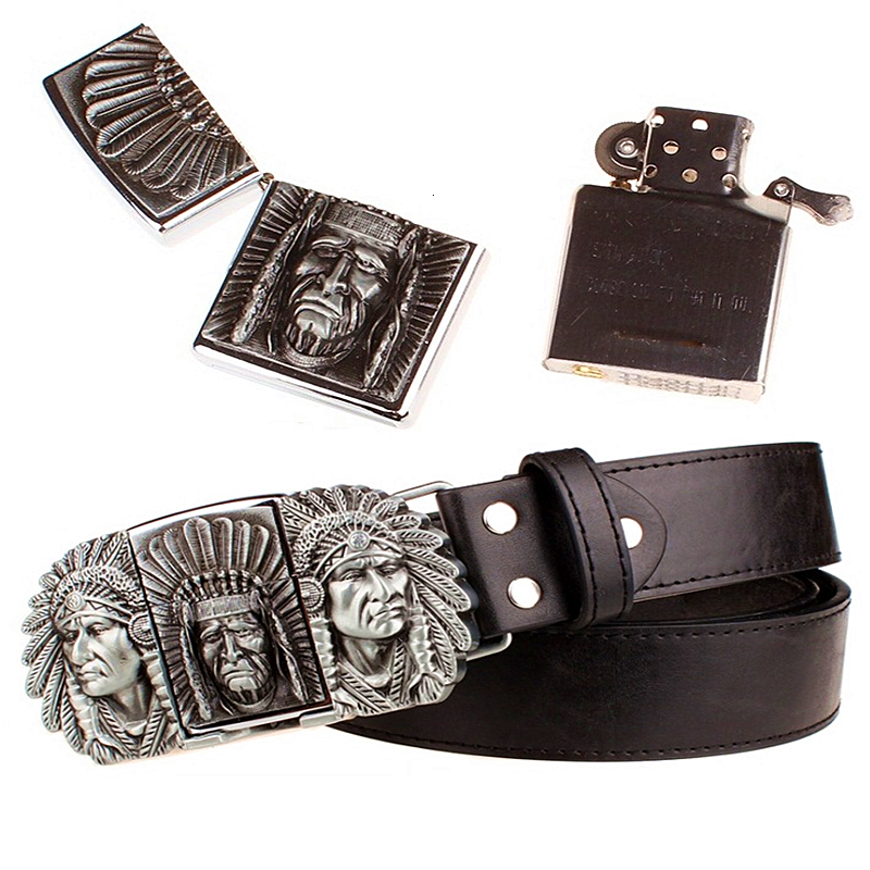2021 New Fashion Men's with Kerosene Lighter Metal Buckle Belts Indian Chief Design Strap for Men Gift Belt Zzzg, Black
2021 New Fashion Men's with Kerosene Lighter Metal Buckle Belts Indian Chief Design Strap for Men Gift Belt Zzzg, Black