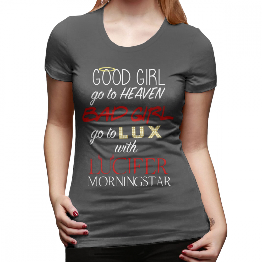 Lucifer TShirt Go To Lux With Lucifer T Shirt ShortSleeve Plus Size Women tshirt White New Fashion Casual Ladies Tee Shirt T200110