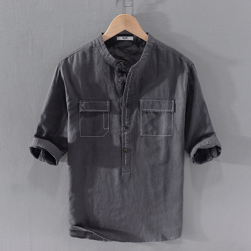2021 Summer New Style Half Sleeve Stand Collar Dark Gray Brand Casual Shirts for Men Solid Comfortable Shirt Male Vxw6
2021 Summer New Style Half Sleeve Stand Collar Dark Gray Brand Casual Shirts for Men Solid Comfortable Shirt Male Vxw6