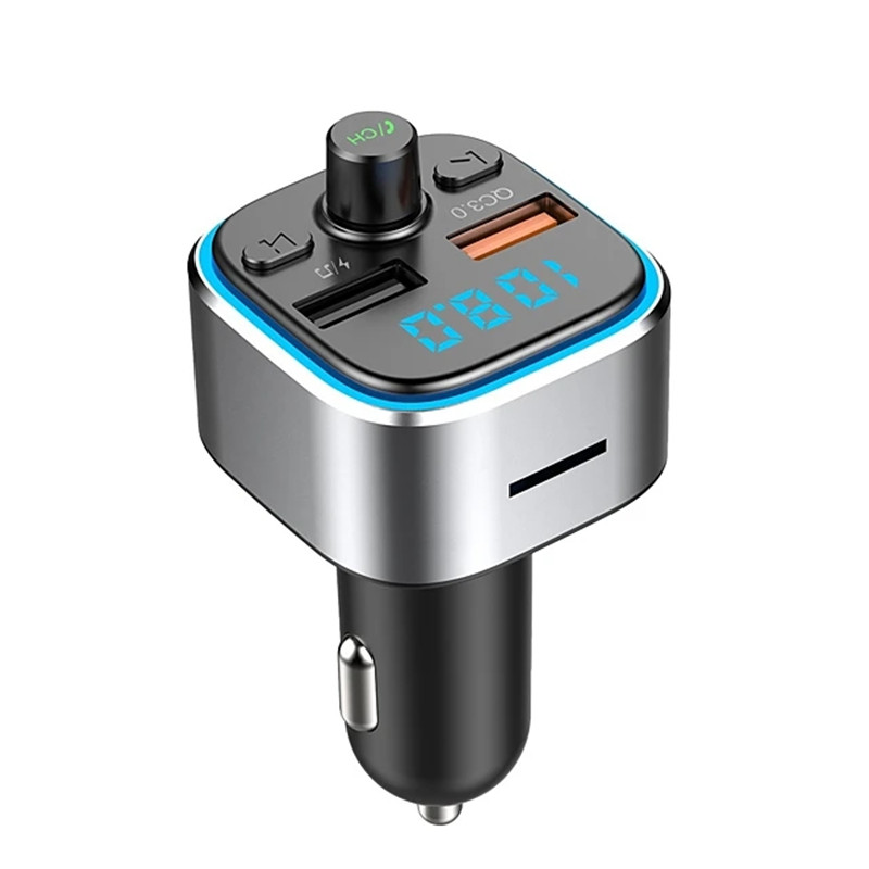 Fast Car Chargers USB Bluetooth Wireless FM Radio Transmitter Adapter HandsFree Calling 6 Colors LED Backlit With QC3.0 Charging Supports TF Card & U 