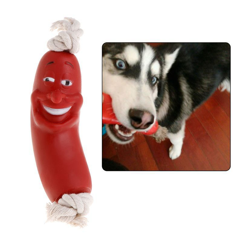 free shipping Funny pet toys sausage for pets healthy latex dog Ultra Bouncy Durable Dog Chew toy Puppy Teething Toys and Pet Cleans Teet