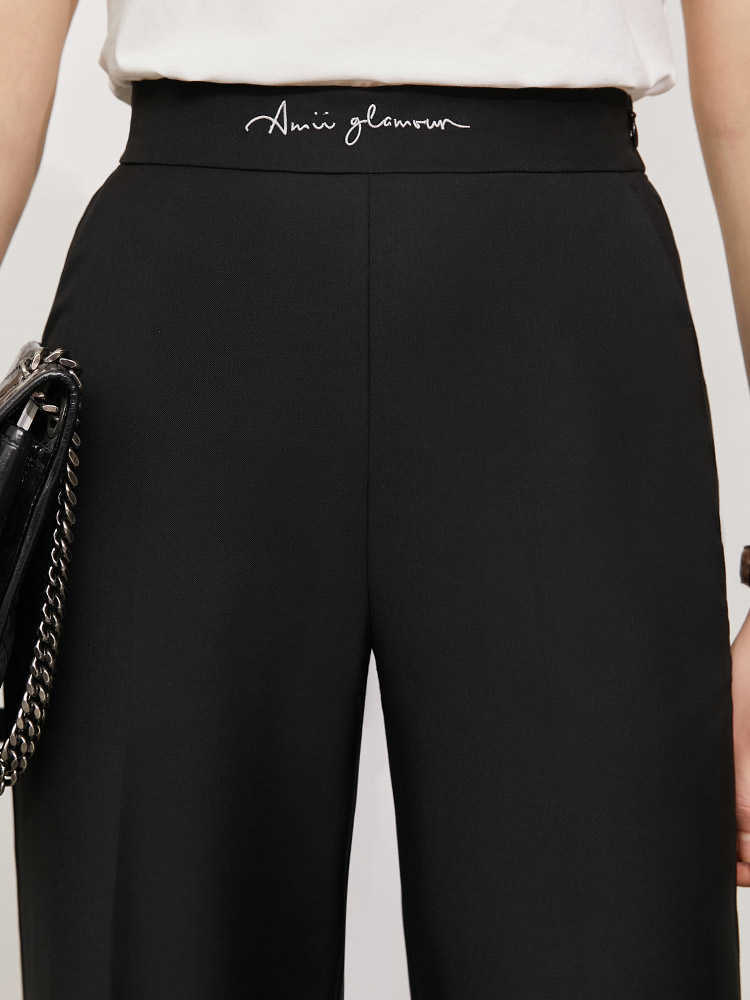 Minimalism Summer Women's Trousers Offical Lady Letter Embroidery Loose Pants Causal Suit 12130222 210527