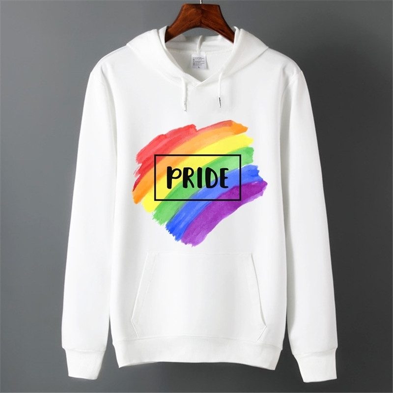 Men Pride Lgbt Gay Love Lesbian Rainbow Fleece Hoodies Sweatshirts Unisex Winter Harajuku Love is Love Sweatshirts Hoodies 201104