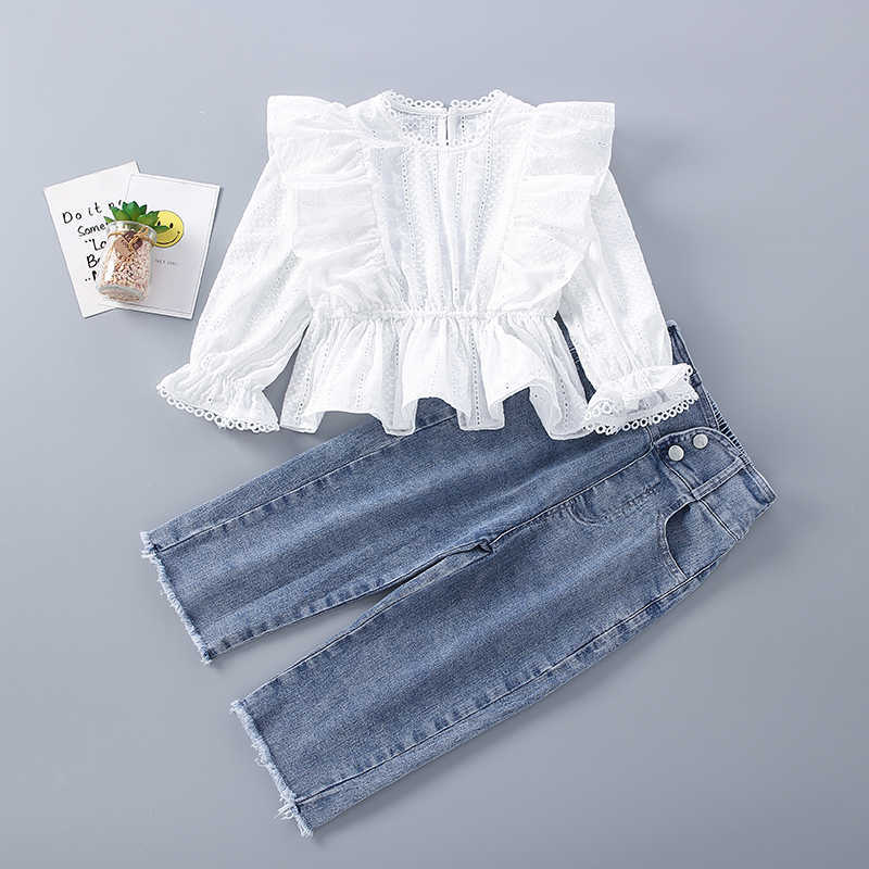 2-7 Years High Quality Spring Girl Clothing Set Fashion White Solid Shirt + Jeans Kid Children Girls Clothes 210615
2-7 Years High Quality Spring Girl Clothing Set Fashion White Solid Shirt + Jeans Kid Children Girls Clothes 210615