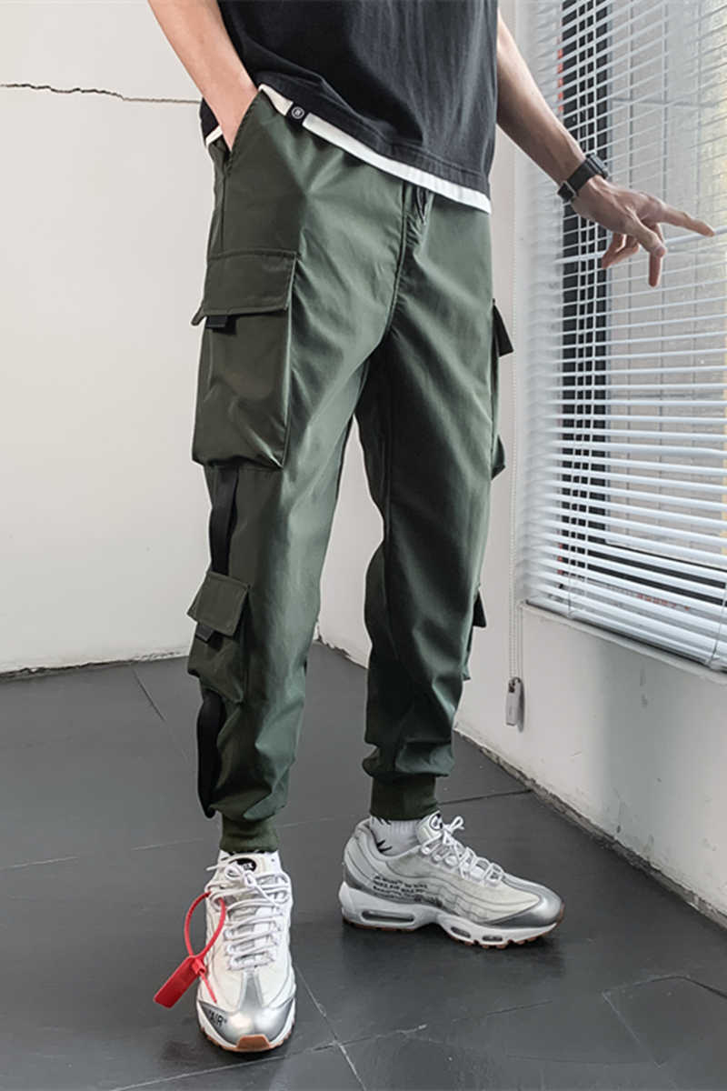 2020 Ankle Length Men Pants Streetwear Sweatpants Elasticated Waistband Drawstring Casual Trousers Y0927