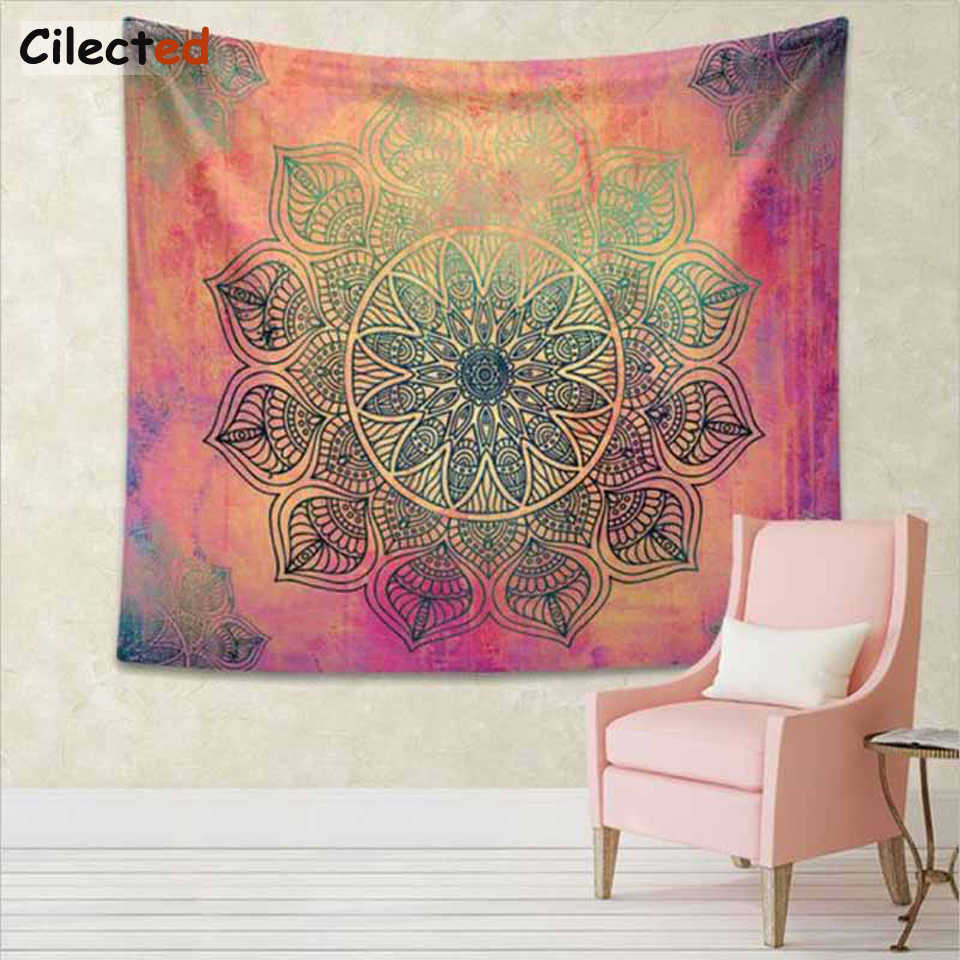 Cilected India Mandala Tapestry Gobelin Hanging Wall Floral Tapestry Fabric Polyester/Cotton Hippie Boho Bedspread Table Cloths 210609