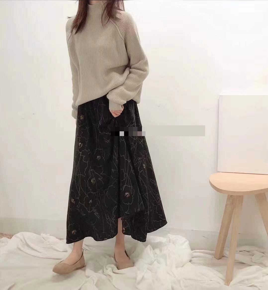 Spring Arrival All Match Vintage Skirt Floral Faldas Largas Elegantes Irregular Skirt 4 Colors Available 210306