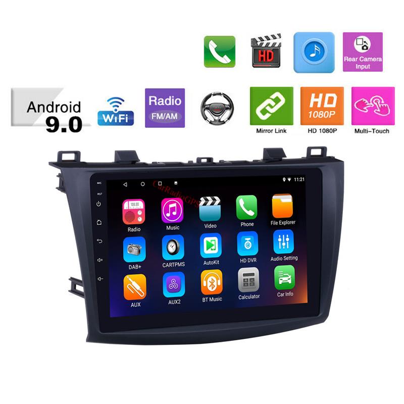 Car dvd Multimedia Player 9 Inch Android 10 for Mazda 3 2009-2012 GPS Navigation Radio with Rearview Camera Mirror Link