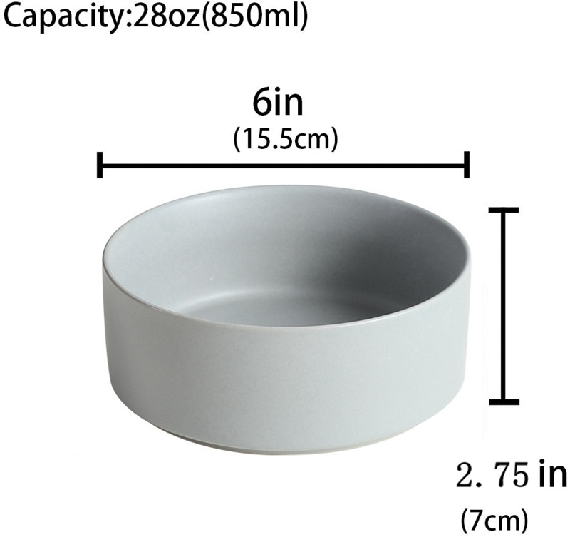 Non-Slip Mat Matt Pink Ceramic Cat Dog Bowl No Spill Pet Food Water Feeder Cats Small Large Dogs 850ml