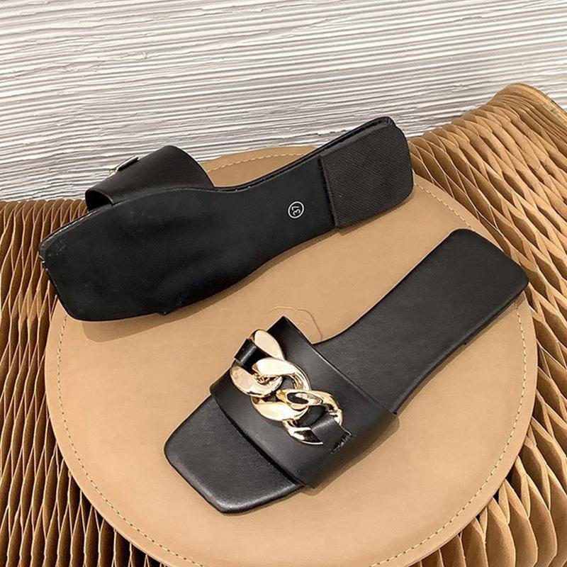 Slippers Women Metal Chain Woman Beach Slides Summer Female Casual Square Toe Flats Ladies Footwear Plus Size 35-42, Black
Slippers Women Metal Chain Woman Beach Slides Summer Female Casual Square Toe Flats Ladies Footwear Plus Size 35-42, Black