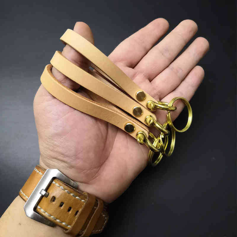 Handmade Key Hanging Head Layer Cowhide Vegetable Tanning Cattle Raising Kaji Cloth Pure Copper Horseshoe Buckle Chain