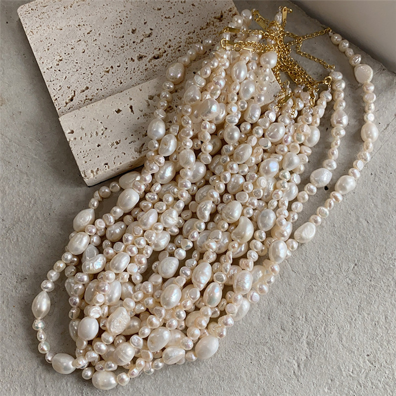 100% 925 Sterling Silver Mix Size Irregular Natural Freshwater Pearl Necklaces For Women Wedding Party Gifts Female Choker Neckace