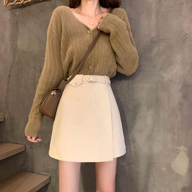 England Mini Black Skirt Winter Office Fashion Solid High Waist Harajuku Skirt Ladies ALine Females Casual Midi Skirt Women 210306