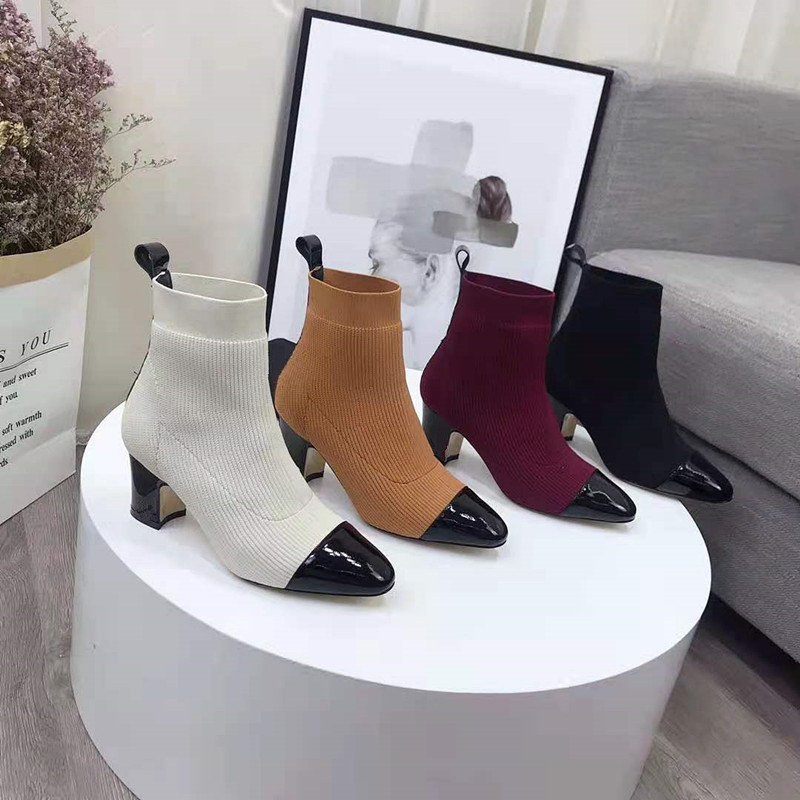 Autumn and winter socks highs heel fashion sexy knitted elastic boots designer letters women shoes womens letter thick high heels, Black
Autumn and winter socks highs heel fashion sexy knitted elastic boots designer letters women shoes womens letter thick high heels, Black