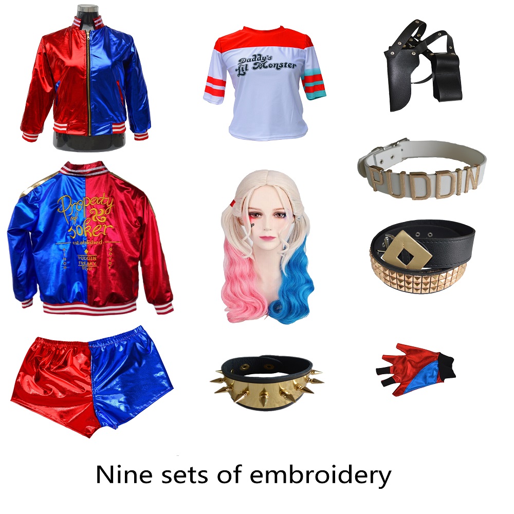 Theme Costume Suicide cosplay Costumes Harley Squad Quinn Monster T Shirt coat Jacket Pants Bracelet Belt necklace Gloves Accessories Full S, As the picture shows
Theme Costume Suicide cosplay Costumes Harley Squad Quinn Monster T Shirt coat Jacket Pants Bracelet Belt necklace Gloves Accessories Full S, As the picture shows