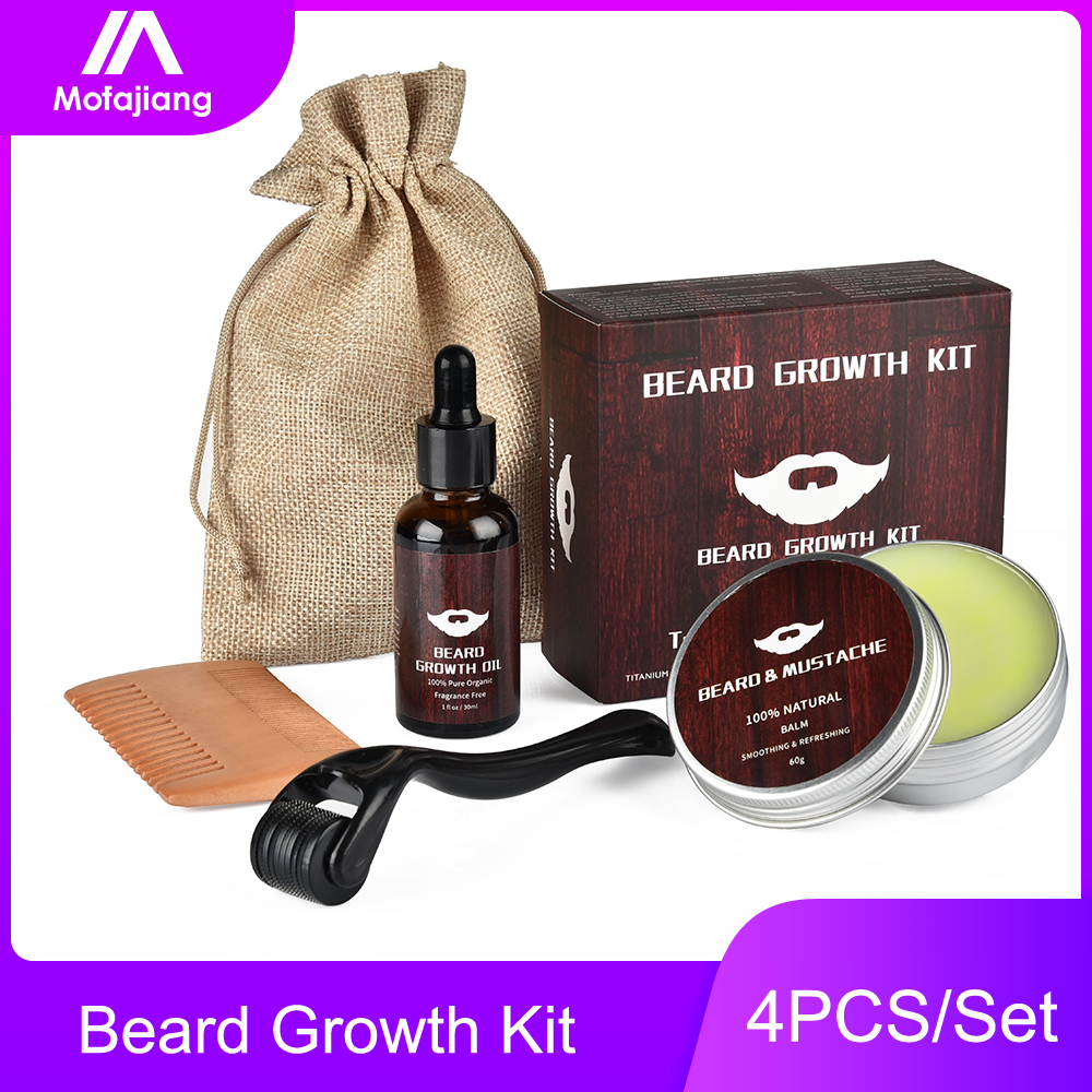 4pcs Beard Growth Oil Kit Derma Roller 540 Titanium 0.25mm Mustache Balm Comb for Men Micro Needle Mezoroller Dermaroller Serum
4pcs Beard Growth Oil Kit Derma Roller 540 Titanium 0.25mm Mustache Balm Comb for Men Micro Needle Mezoroller Dermaroller Serum