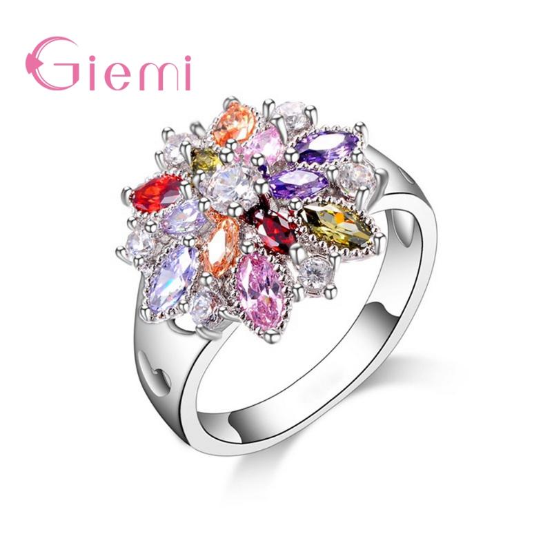Cluster Rings Sparkling 100% Solid 925 Sterling Silver Band Colorful Flower Cubic Zircon Stone Jewelry For Women Wedding Engagement
Cluster Rings Sparkling 100% Solid 925 Sterling Silver Band Colorful Flower Cubic Zircon Stone Jewelry For Women Wedding Engagement