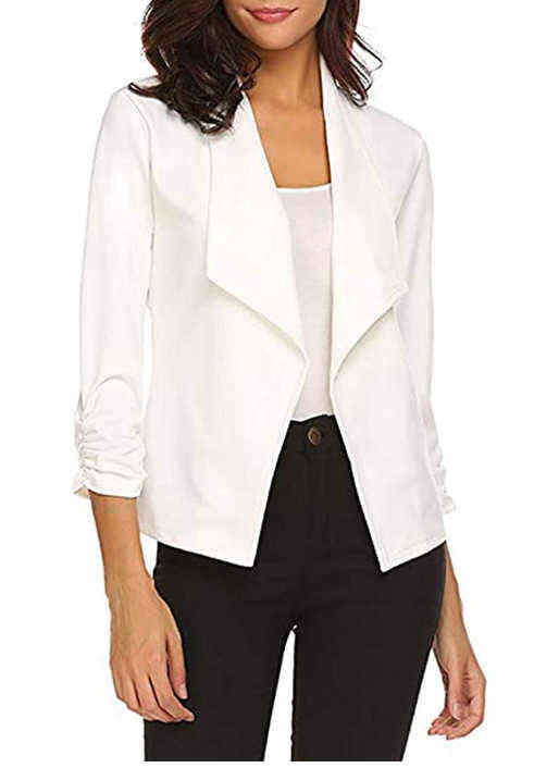 Autumn Casual Women Suit Coat Solid Blazer Office White OL Tops Jacket Slim Black Blazers Female Business Work Clothes 211122