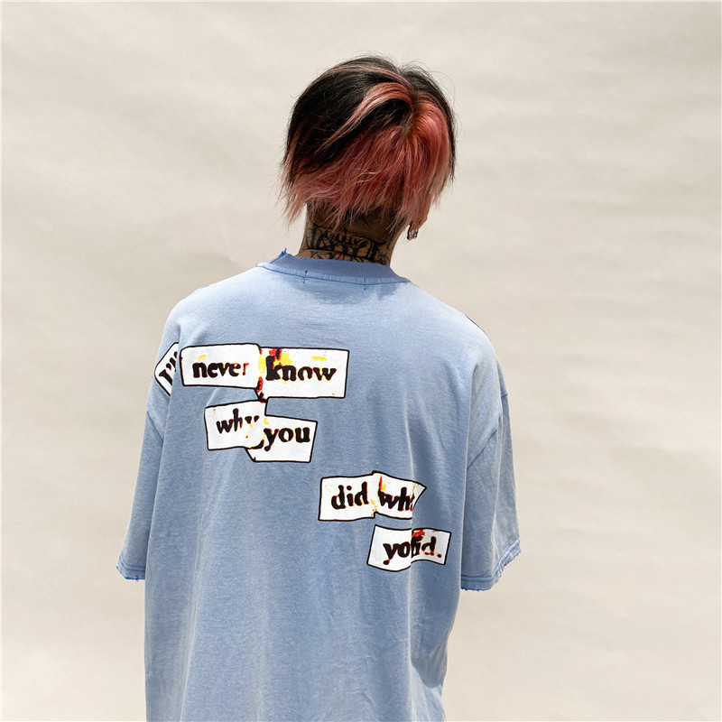 UNCLEDONJM Distorted Portrait Printing Short-Sleeved T-shirt Hip-Hop Summer streetwear oversized retro men t shirt NF-NB107 210225