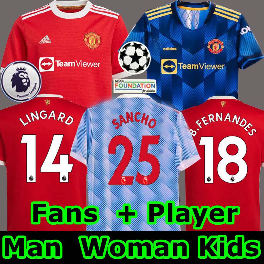 SANCHO 25 2021 2022 Manchester United Soccer Jerseys BRUNO FERNANDES CAVANI LINGARD POGBA RASHFORD HOME Man Utd VAN DE BEEK KIDS WOMAN Football shirt, 21-22 third man+patch player
SANCHO 25 2021 2022 Manchester United Soccer Jerseys BRUNO FERNANDES CAVANI LINGARD POGBA RASHFORD HOME Man Utd VAN DE BEEK KIDS WOMAN Football shirt, 21-22 third man+patch player
