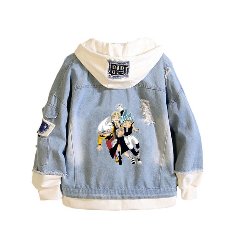 Men's Hoodies & Sweatshirts Anime Soul Eater Coat Teens Cowboy Cosplay Jacket Men Women Casual Denim Hooded Loose Car