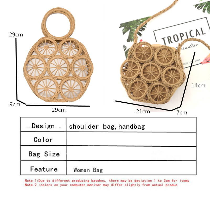 fashion rattan hollow round straw bags wicker woven women handbags summer beach shoulder crossbody bag casual lady purses