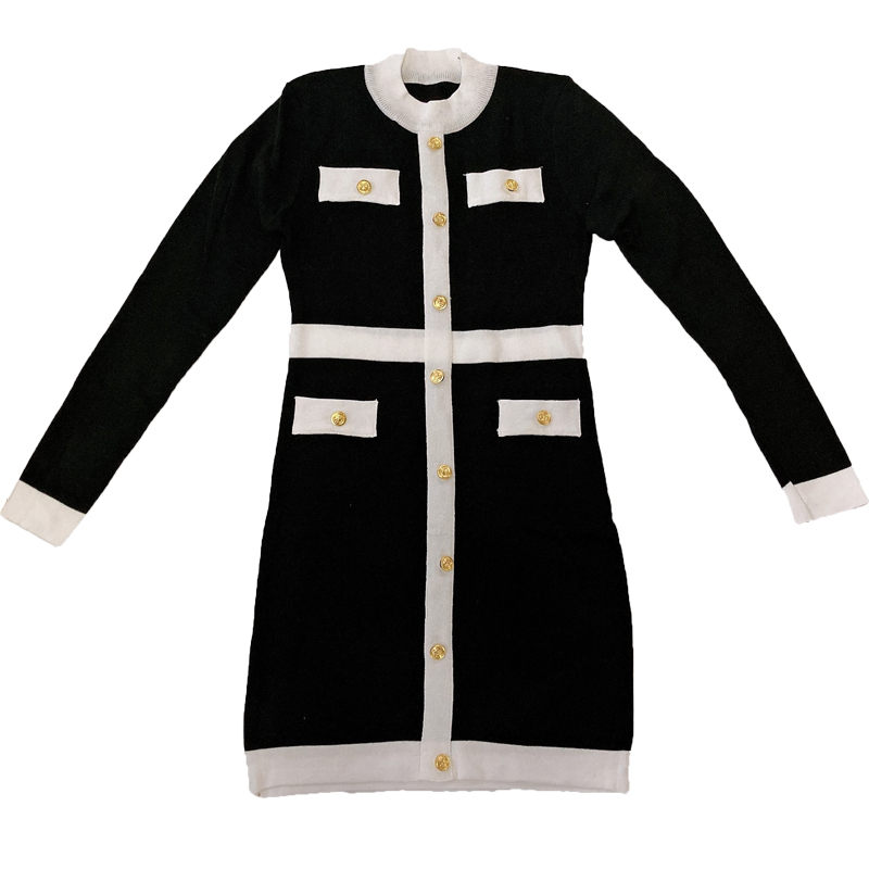 QWEEK Knitted One-piece Dress Korean Fashion Winter White Women Knit Bodycon Dress Elegant Long Sleeve Dress Knitwear For Women 210303
